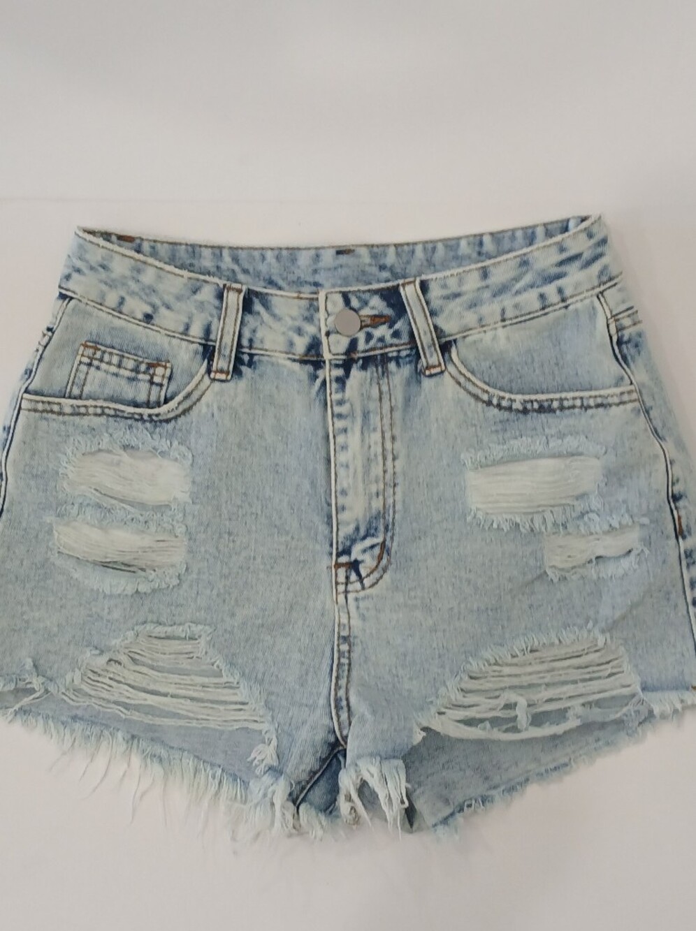 SHEIN Distressed Light wash Jean Shorts Raw edge Sz 27  EUC